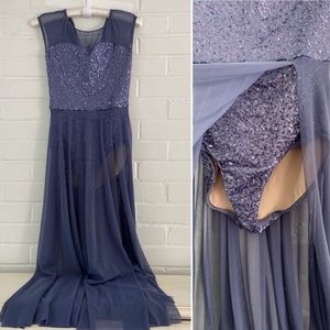 Sequin Leotard Dress ~ Performance Dress ~ Full Length Sequin Dance Dress